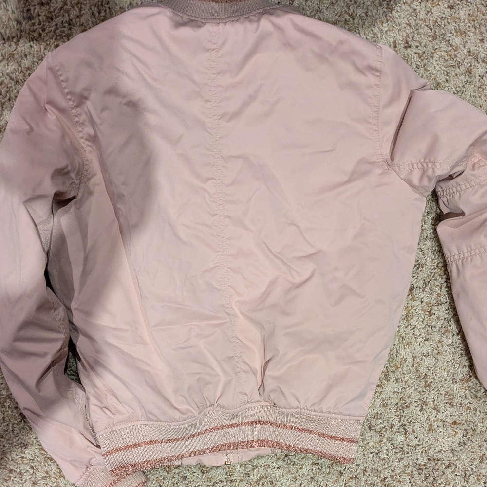 AEO Bomber Jacket In Light Pink With Rose Gold - Picture 4 of 4